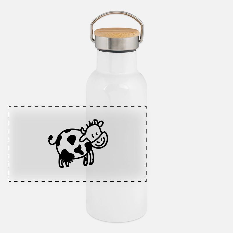 ronde petite vache - ligne Gourde isotherme avec bouchon en bambou