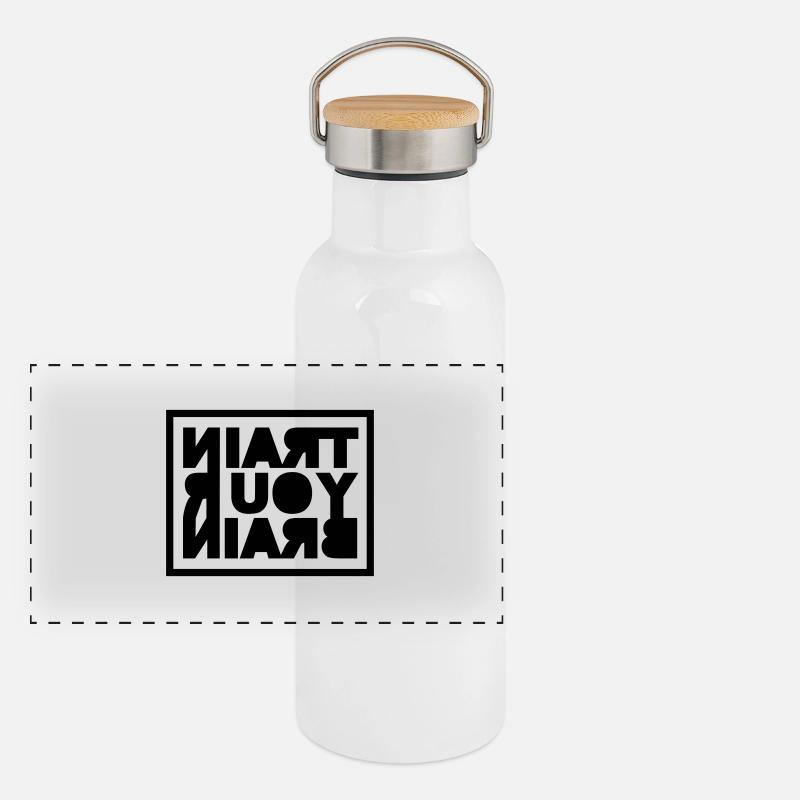 train your brain Panorama Thermosflasche mit Bambusdeckel