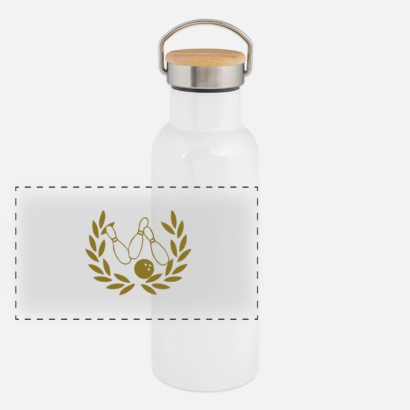Bowling - Kegeln Panorama Thermosflasche mit Bambusdeckel
