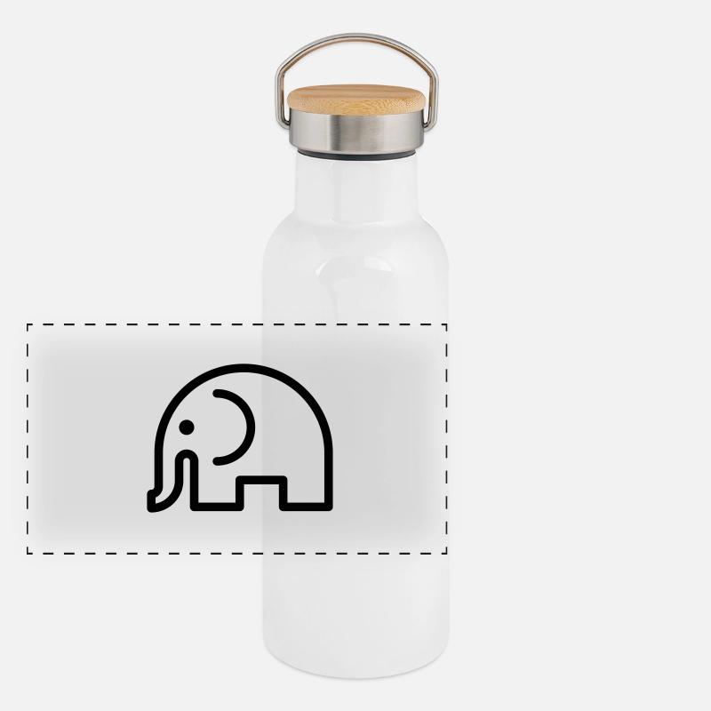 Еlefant - Panorama Thermosflasche mit Bambusdeckel - Weiß