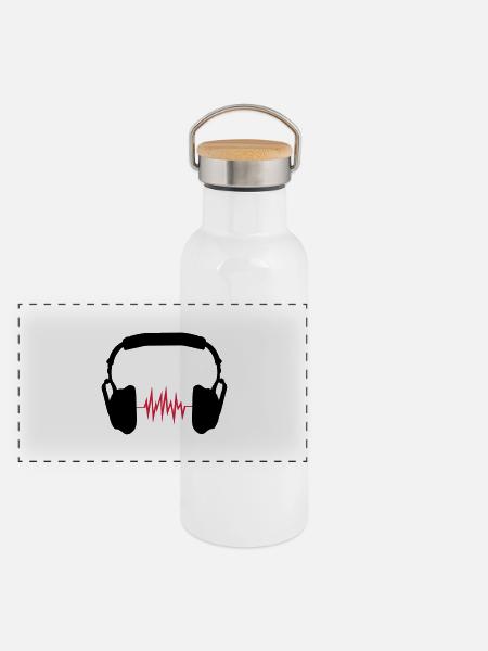 headphones - Panoramic Thermal Bottle with Bamboo Lid - white - Front