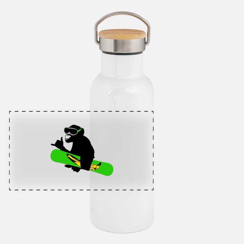 snowboard monkey Panorama Thermosflasche mit Bambusdeckel