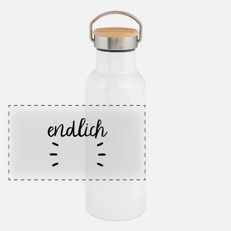 endlich (18) Geburtstag Alter Vorlage Panorama Thermosflasche mit Bambusdeckel