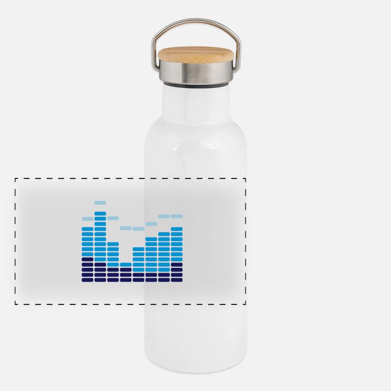 Equalizer blue Panorama Thermosflasche mit Bambusdeckel