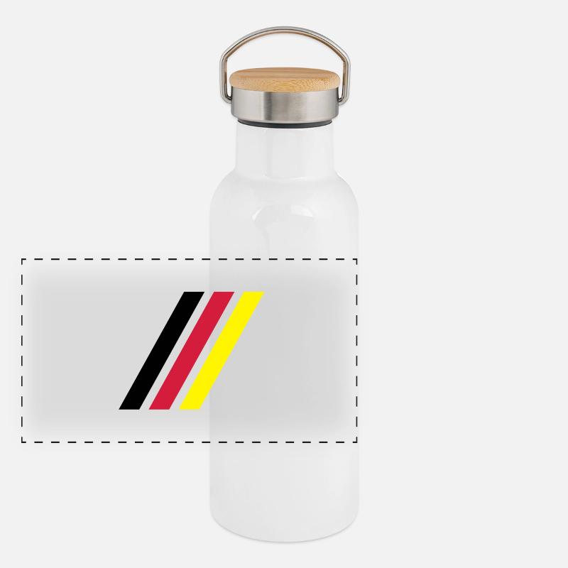 Drapeau de bande allemand Gourde isotherme avec bouchon en bambou