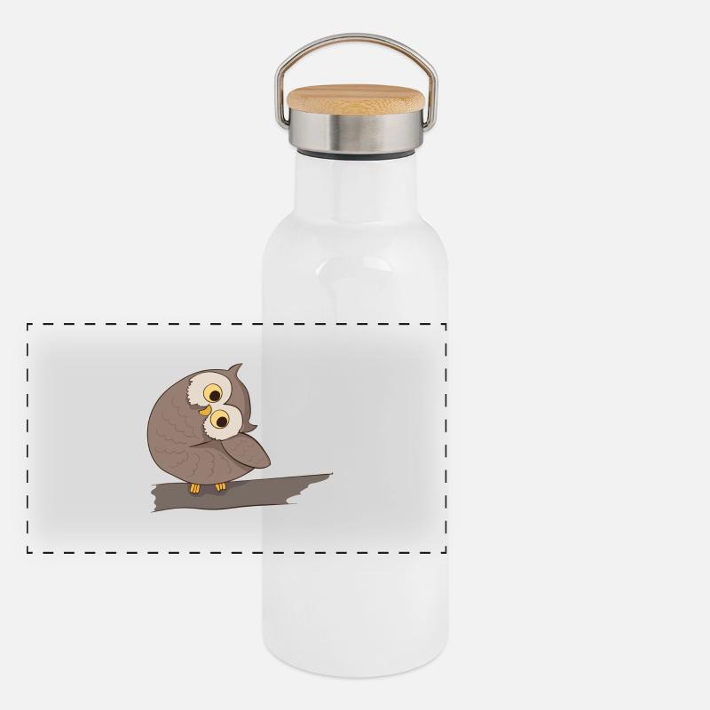 Uhu Hibou Comic Gourde isotherme avec bouchon en bambou
