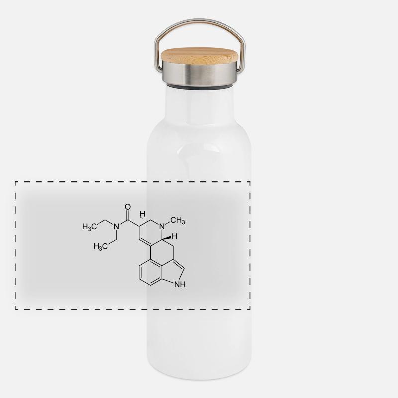 LSD Strukturformel Panorama Thermosflasche mit Bambusdeckel