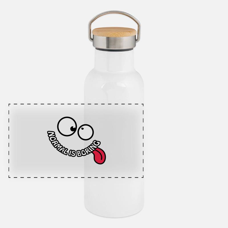 Normal Is Boring Smiley Gourde isotherme avec bouchon en bambou