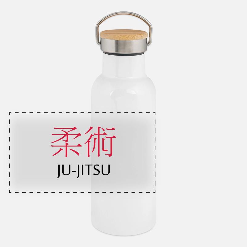Ju-Jitsu Panorama Thermosflasche mit Bambusdeckel