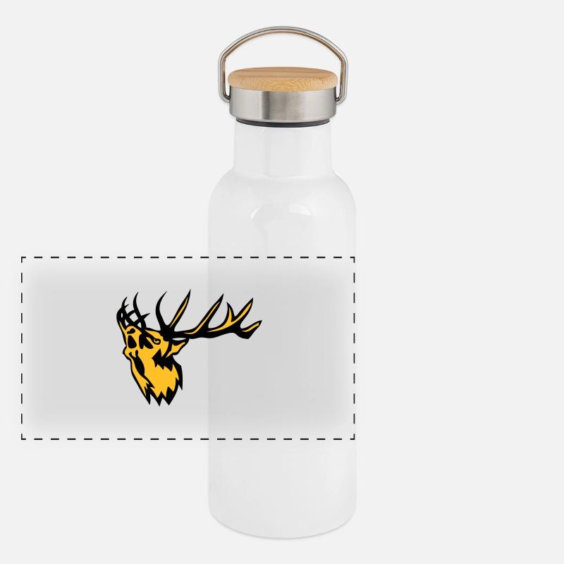 Tierhirschbrunft Hirsch 0 Panorama Thermosflasche mit Bambusdeckel