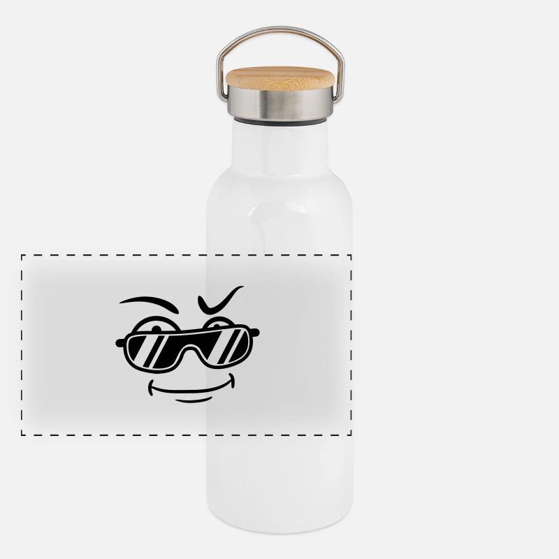 Cool guy sunglasses type grin Panoramic Thermal Bottle with Bamboo Lid