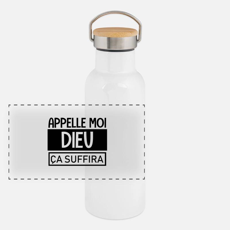 appelle moi dieu ça suffira Panorama Thermosflasche mit Bambusdeckel