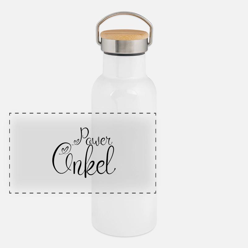 Power Onkel Schwarz1 Panorama Thermosflasche mit Bambusdeckel