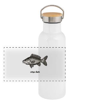 Carpe Diem - Gourde isotherme avec bouchon en bambou - blanc - Devant