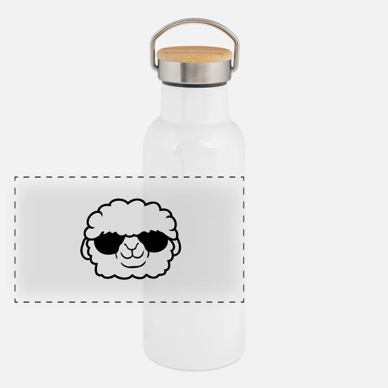 Sheep Sunglasses Party Sheep Lamb Cool Head Panoramic Thermal Bottle with Bamboo Lid