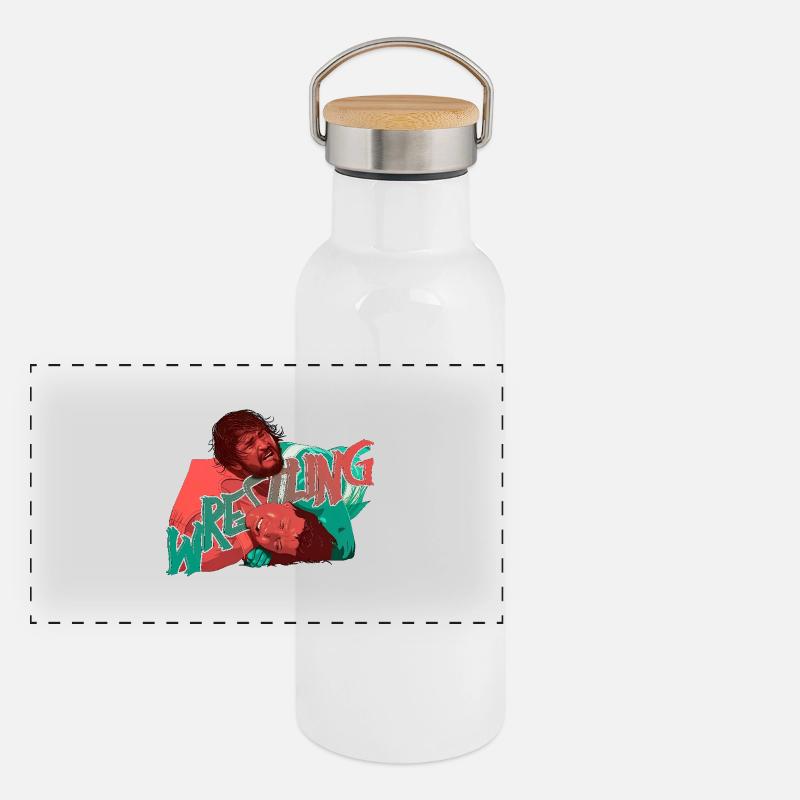 Wrestling-Kampf Panorama Thermosflasche mit Bambusdeckel