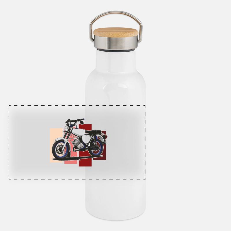 S51 (blanc) // Illustration Gourde isotherme avec bouchon en bambou