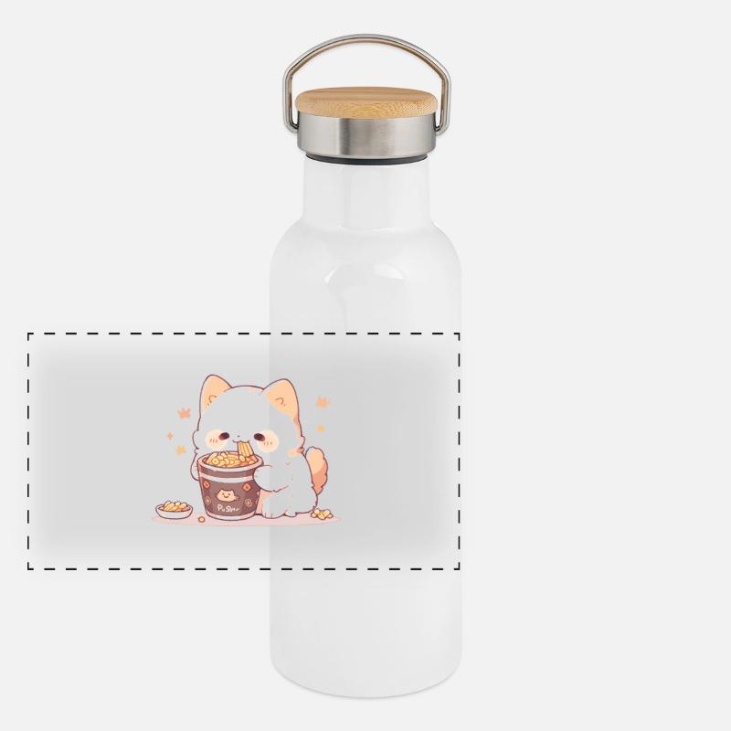 Spaghetti cats - Cat is having fun with past Panoramic Thermal Bottle with Bamboo Lid