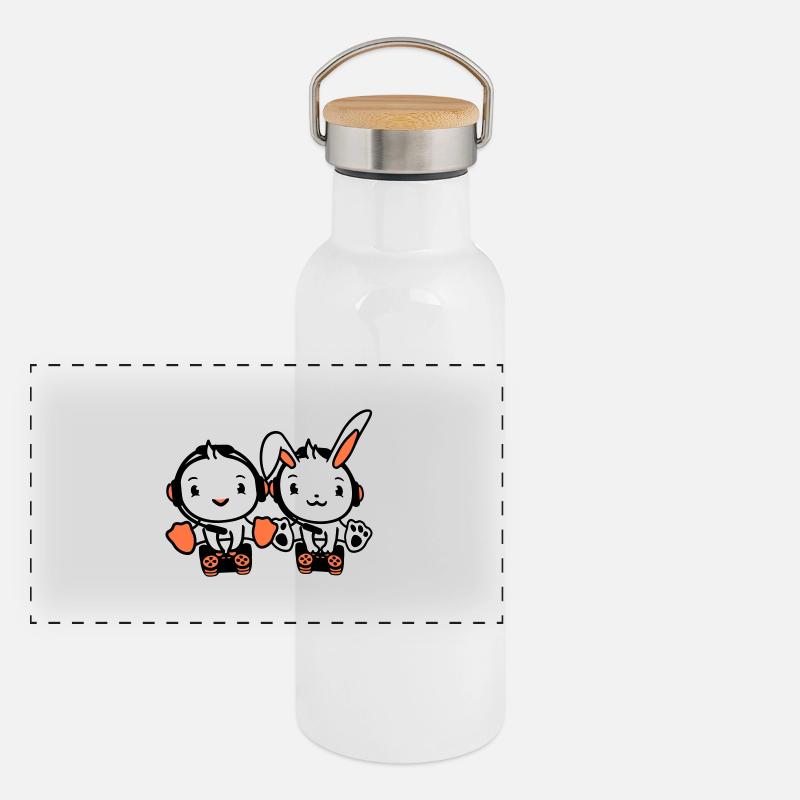 Bunny Bird Chick 2 Gamer Gaming Play Controller Panoramic Thermal Bottle with Bamboo Lid
