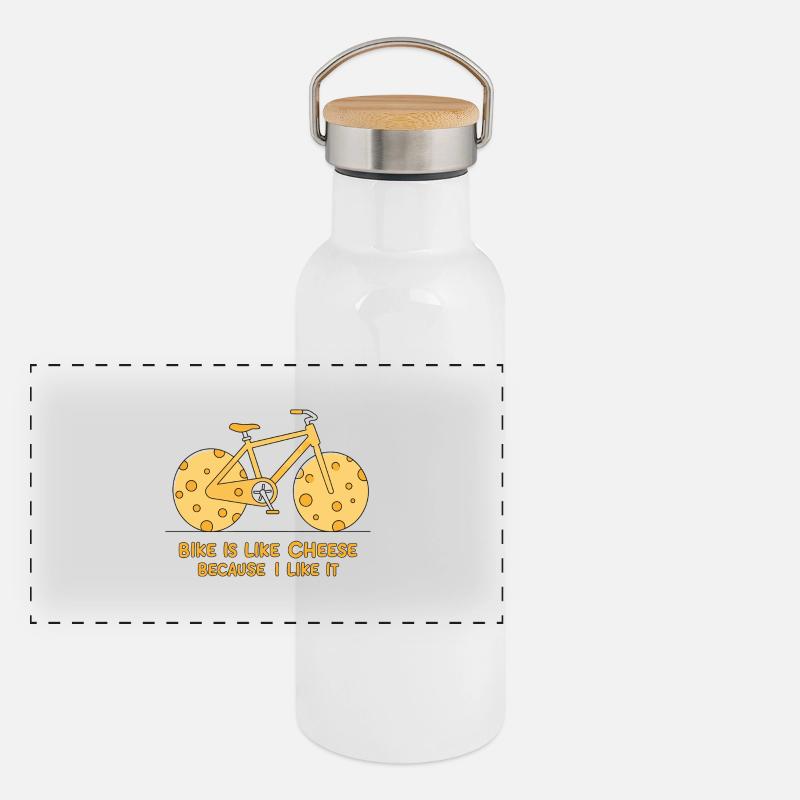 Bike is like cheese because i like it Panoramic Thermal Bottle with Bamboo Lid