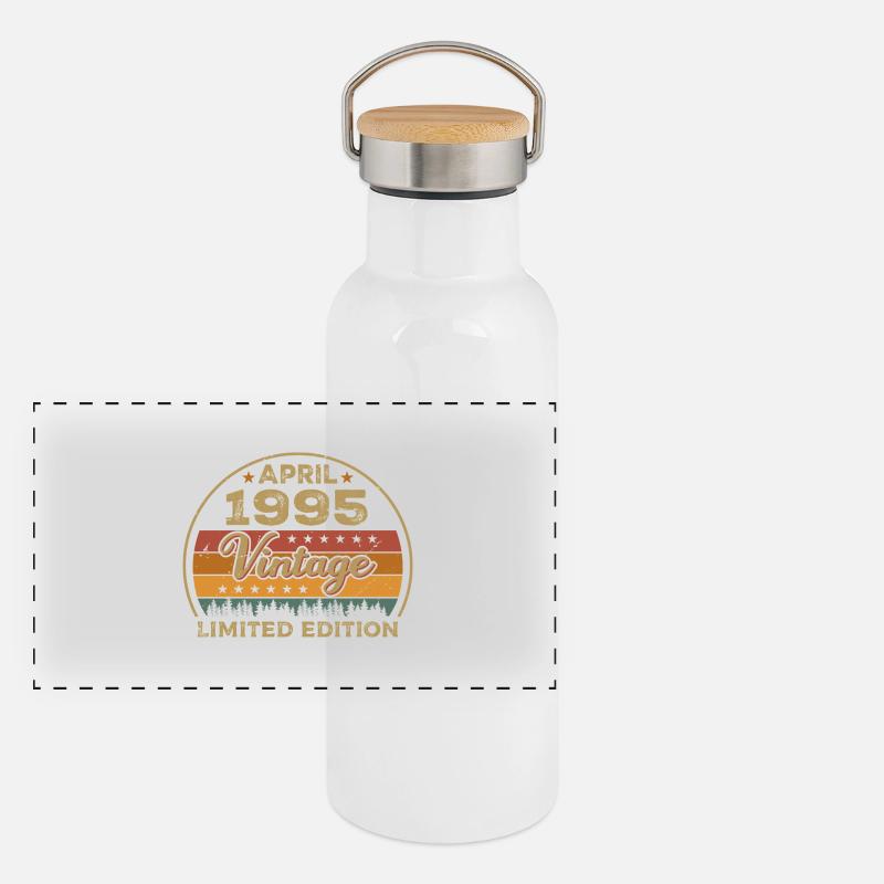 April 1995, Geburtstag April 1995, gift April 1995 Panorama Thermosflasche mit Bambusdeckel