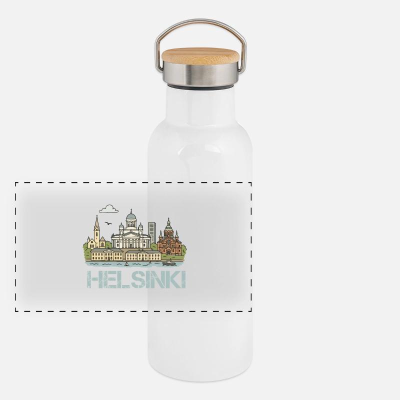 Helsinki City Panoramic Thermal Bottle with Bamboo Lid