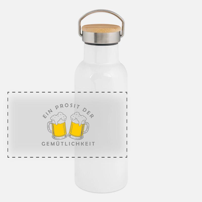 Bier - Ein Prosit der Gemütlichkeit Panorama Thermosflasche mit Bambusdeckel