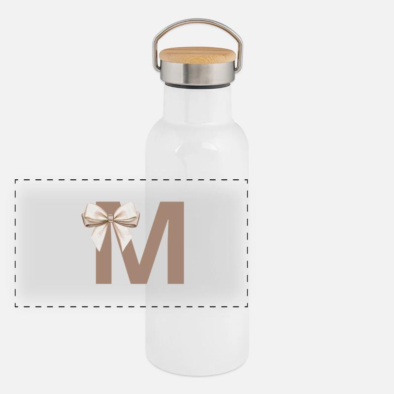 Lettre M Nœud Gourde isotherme avec bouchon en bambou