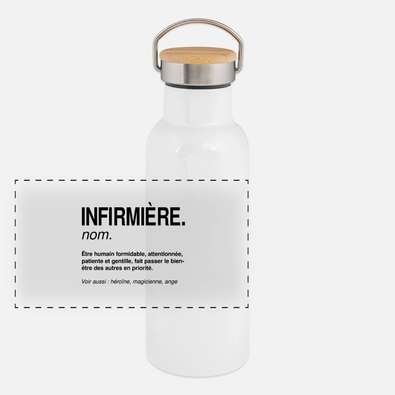 Infirmière Définition Héroïne du Quotidien Gourde isotherme avec bouchon en bambou