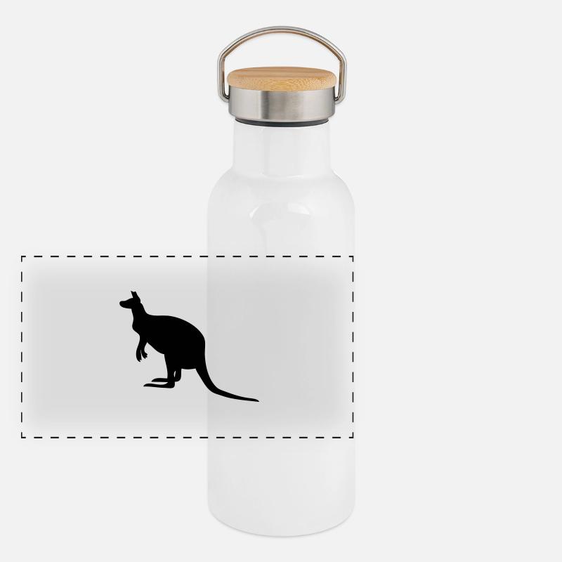 Känguru Panorama Thermosflasche mit Bambusdeckel