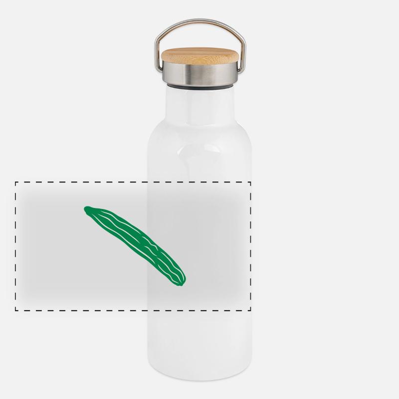 gurke - cucumber 1col Panorama Thermosflasche mit Bambusdeckel