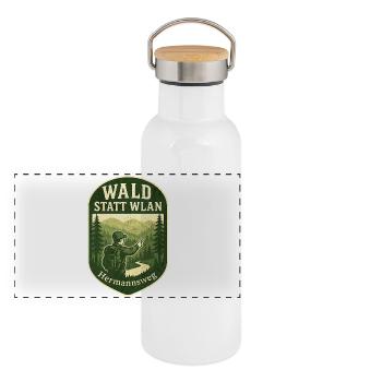Teutoburg Forest CHEMISE Hermannsweg Randonnée Forêt - Gourde isotherme avec bouchon en bambou - blanc - Devant