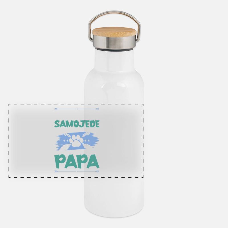 Chiens Samoyèdes Papa Gourde isotherme avec bouchon en bambou
