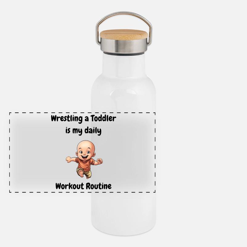 Lutter contre un tout-petit est ma routine d’entraînement quotidienne. Gourde isotherme avec bouchon en bambou