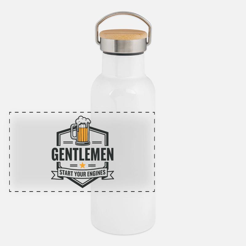 Gentlemen & Bier – Start Your Engines Panorama Thermosflasche mit Bambusdeckel