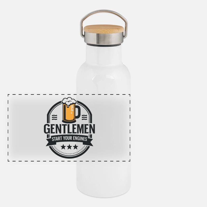 Gentlemen & Bier – Start Your Engines Panorama Thermosflasche mit Bambusdeckel