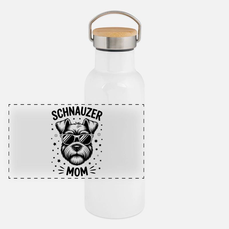 Schnauzer Saying Mom Funny Schnauzer Gift Panoramic Thermal Bottle with Bamboo Lid
