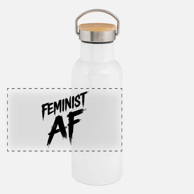 Feminist AF Statement Saying Sayings Panoramic Thermal Bottle with Bamboo Lid