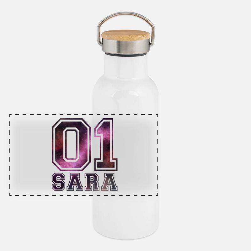 Sara Name Panorama Thermosflasche mit Bambusdeckel