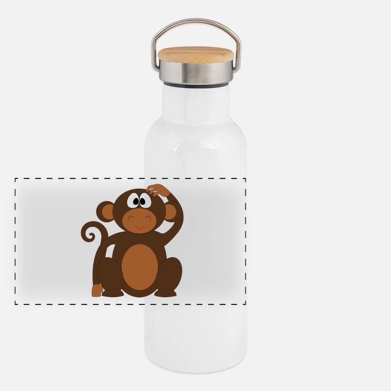 singe Gourde isotherme avec bouchon en bambou