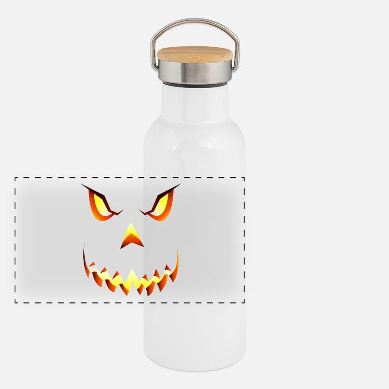 Halloween Pumpkin Wicked Face Dressing Pumpkin Panoramic Thermal Bottle with Bamboo Lid