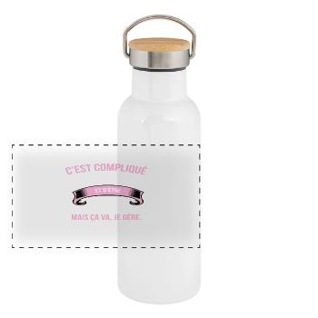 Psychologue - Gourde isotherme avec bouchon en bambou - blanc - Devant