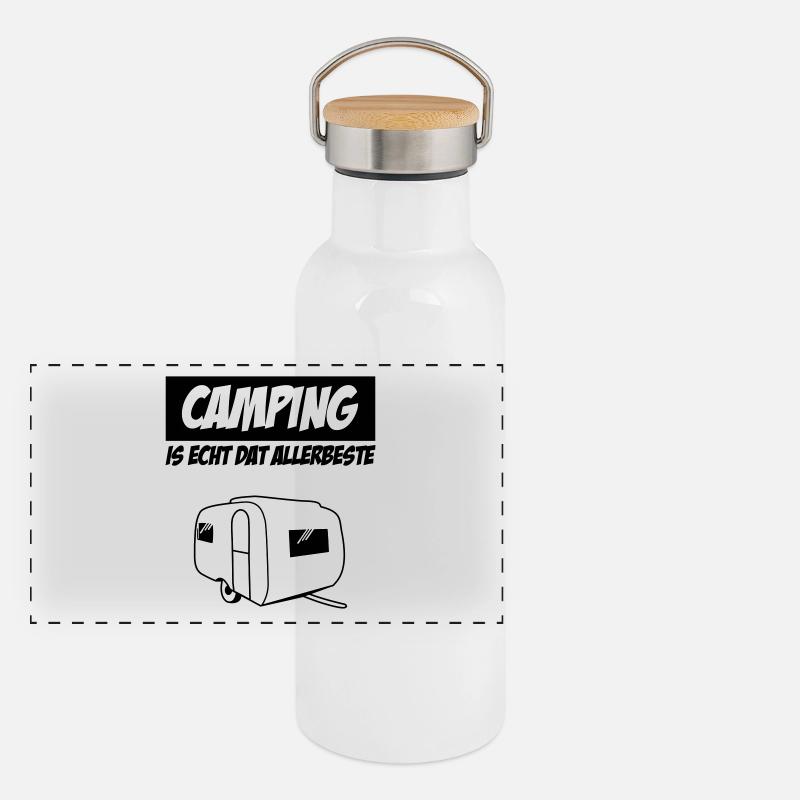 Camping Is Echt Dat Allerbeste Panorama Thermosflasche mit Bambusdeckel