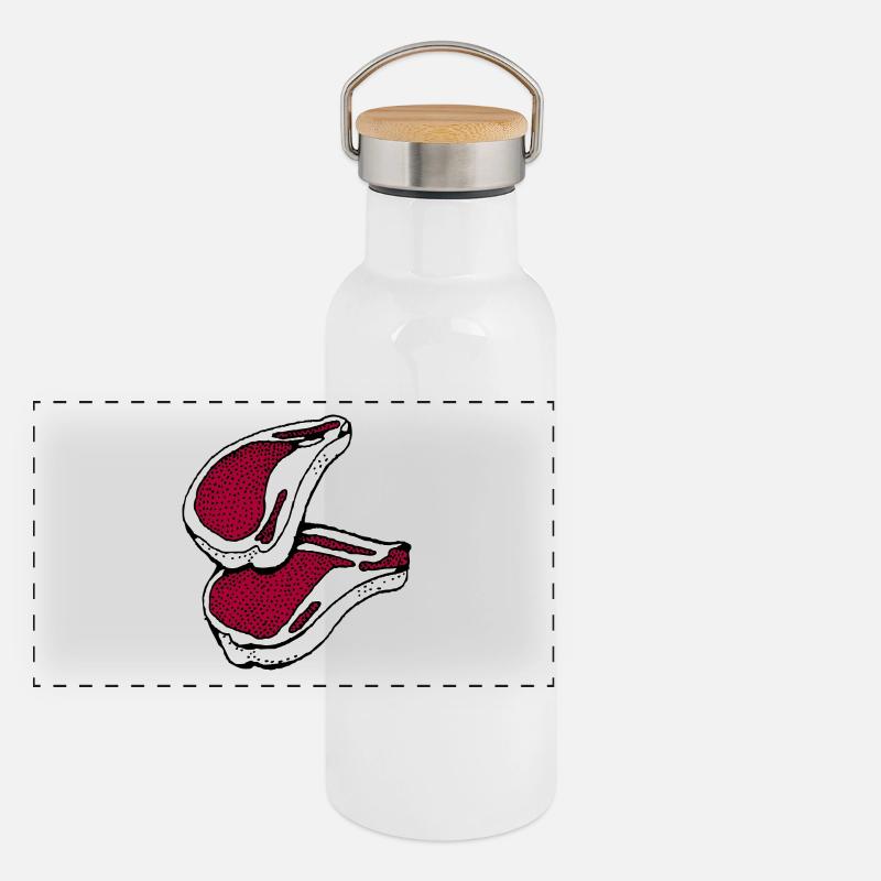 bbq barbecue barbecue burger beef bacon steak spare Panoramic Thermal Bottle with Bamboo Lid