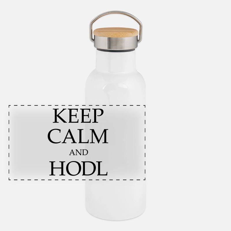 KEEP CALM AND HODL! Panorama Thermosflasche mit Bambusdeckel