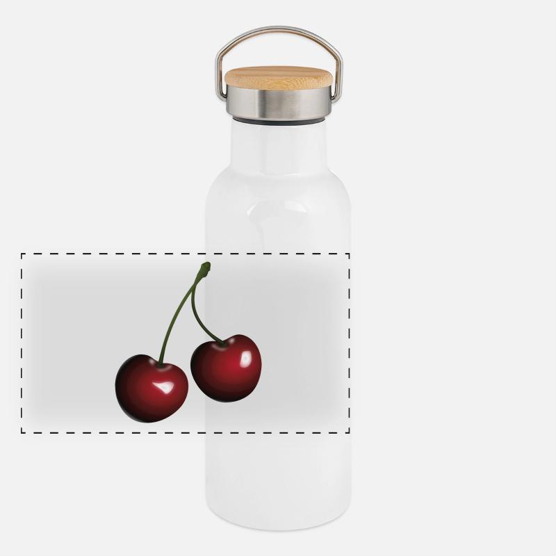 Kirschen Panorama Thermosflasche mit Bambusdeckel