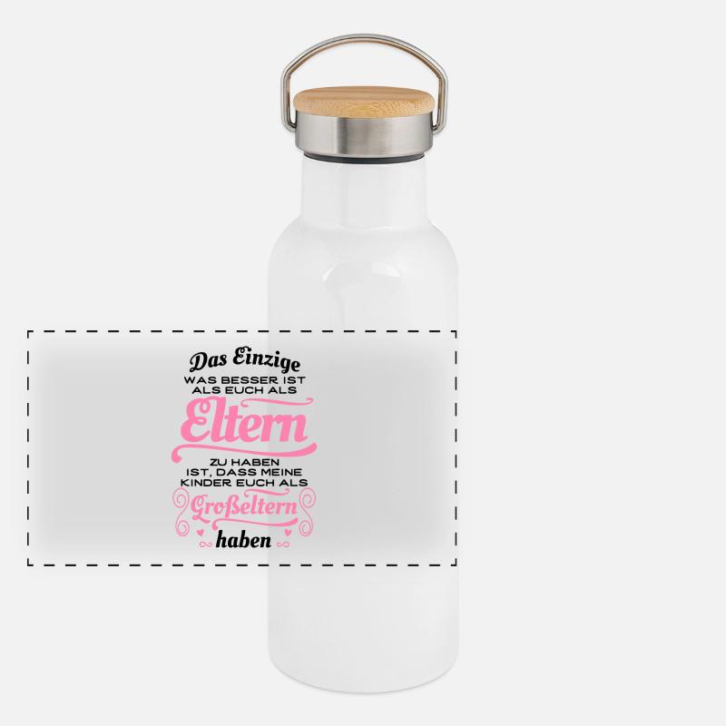 Tolle Eltern, tolle Großeltern - Geschenk Panorama Thermosflasche mit Bambusdeckel