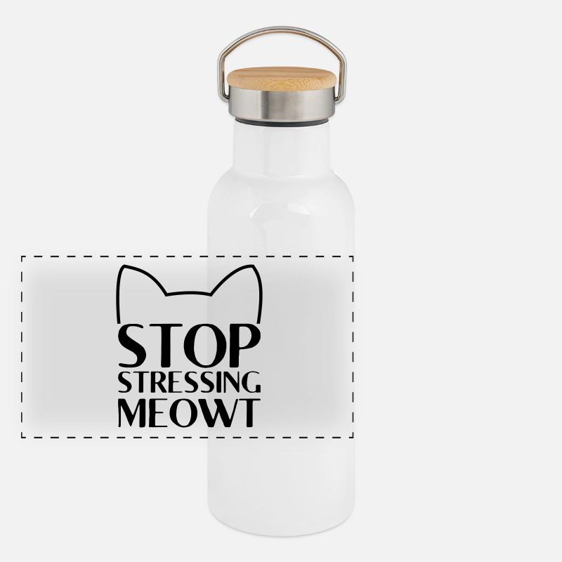 stop stressing meowt cats gift Panoramic Thermal Bottle with Bamboo Lid