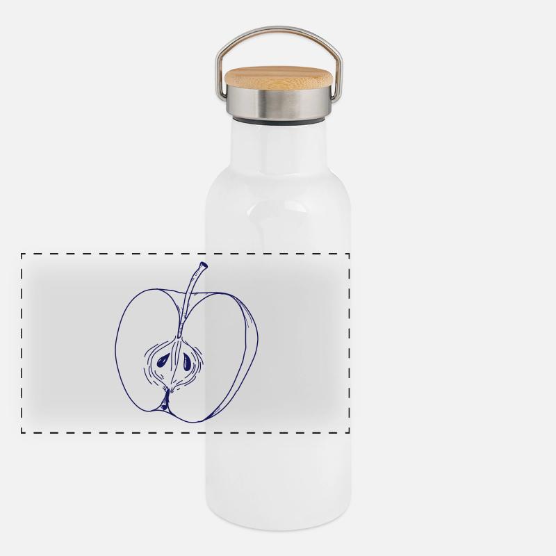 Apfel Panorama Thermosflasche mit Bambusdeckel