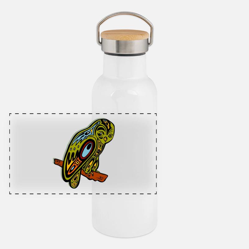 tribal eule uhu käutzchen kautz tier lieblingstier Panorama Thermosflasche mit Bambusdeckel